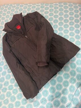 Esprit Brown Puffer Jacket with Ribbed Collar